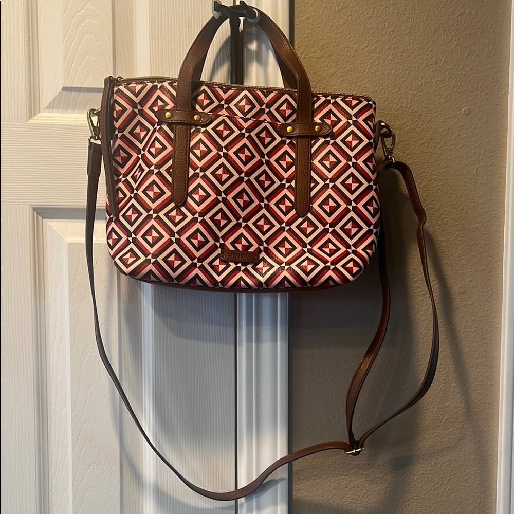 Fossil Pink and Brown Geometric Women's Bag